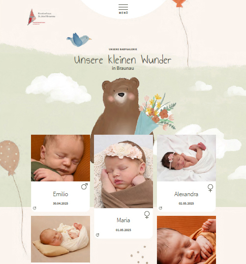 Krankenhaus Braunau: Babygalerie auf Website im neuen Design